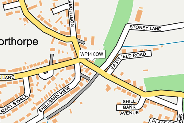 WF14 0QW map - OS OpenMap – Local (Ordnance Survey)