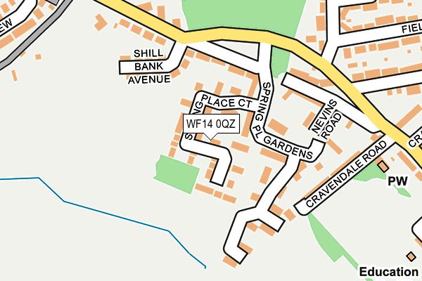 WF14 0QZ map - OS OpenMap – Local (Ordnance Survey)