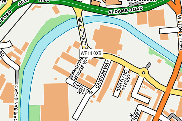 WF14 0XB map - OS OpenMap – Local (Ordnance Survey)