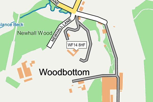 WF14 8HF map - OS OpenMap – Local (Ordnance Survey)