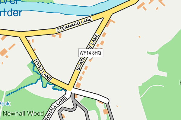 WF14 8HQ map - OS OpenMap – Local (Ordnance Survey)