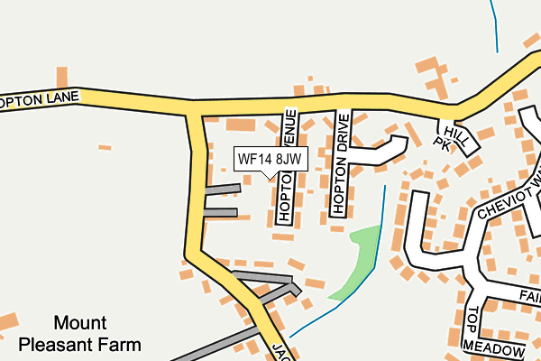 WF14 8JW map - OS OpenMap – Local (Ordnance Survey)