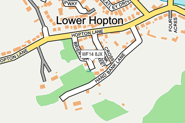 WF14 8JX map - OS OpenMap – Local (Ordnance Survey)