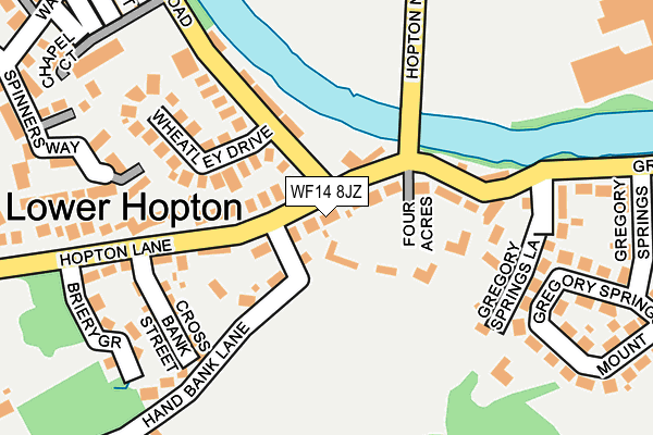 WF14 8JZ map - OS OpenMap – Local (Ordnance Survey)