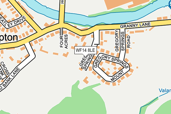 WF14 8LE map - OS OpenMap – Local (Ordnance Survey)