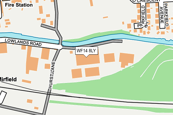 WF14 8LY map - OS OpenMap – Local (Ordnance Survey)