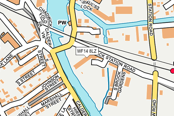 WF14 8LZ map - OS OpenMap – Local (Ordnance Survey)