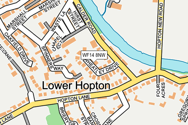 WF14 8NW map - OS OpenMap – Local (Ordnance Survey)