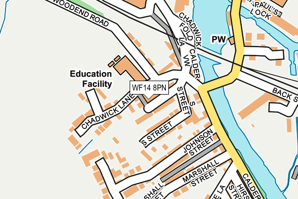 WF14 8PN map - OS OpenMap – Local (Ordnance Survey)