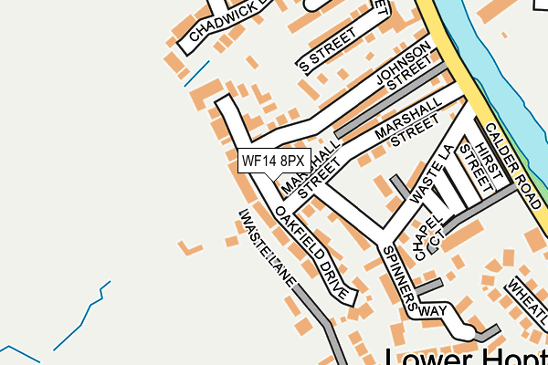 WF14 8PX map - OS OpenMap – Local (Ordnance Survey)