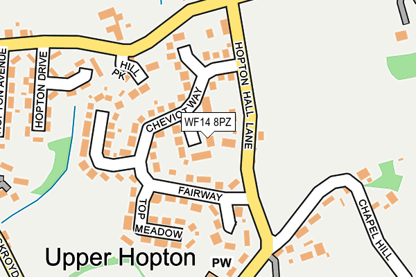 WF14 8PZ map - OS OpenMap – Local (Ordnance Survey)