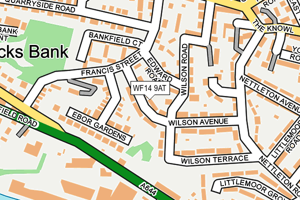 WF14 9AT map - OS OpenMap – Local (Ordnance Survey)