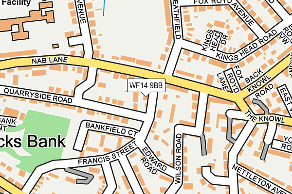 WF14 9BB map - OS OpenMap – Local (Ordnance Survey)