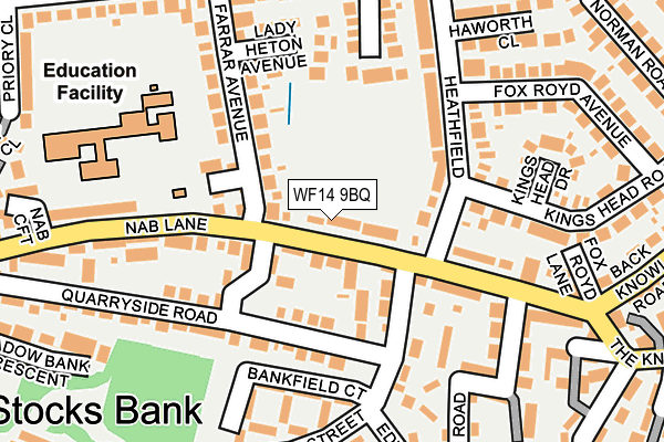 WF14 9BQ map - OS OpenMap – Local (Ordnance Survey)