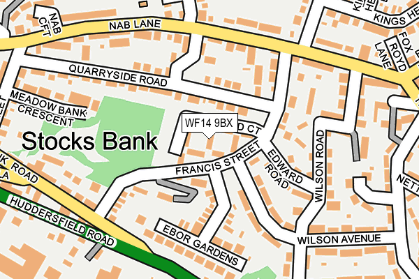 WF14 9BX map - OS OpenMap – Local (Ordnance Survey)