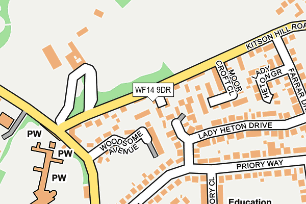 WF14 9DR map - OS OpenMap – Local (Ordnance Survey)