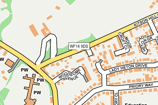 WF14 9DS map - OS OpenMap – Local (Ordnance Survey)