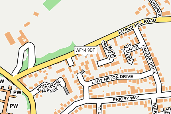 WF14 9DT map - OS OpenMap – Local (Ordnance Survey)