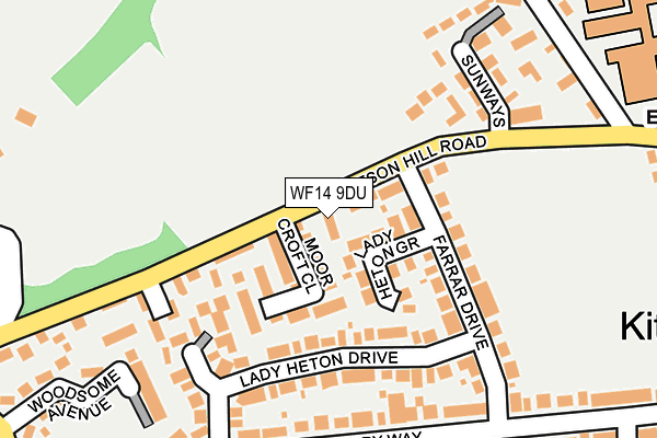 WF14 9DU map - OS OpenMap – Local (Ordnance Survey)