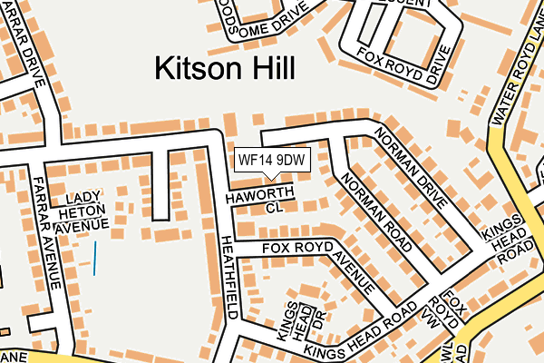 WF14 9DW map - OS OpenMap – Local (Ordnance Survey)