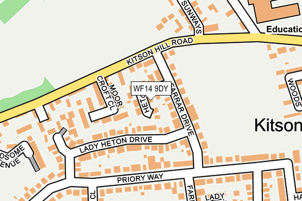WF14 9DY map - OS OpenMap – Local (Ordnance Survey)