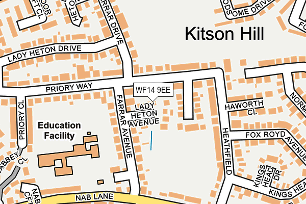 WF14 9EE map - OS OpenMap – Local (Ordnance Survey)