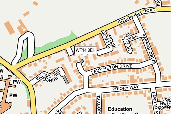 WF14 9EH map - OS OpenMap – Local (Ordnance Survey)