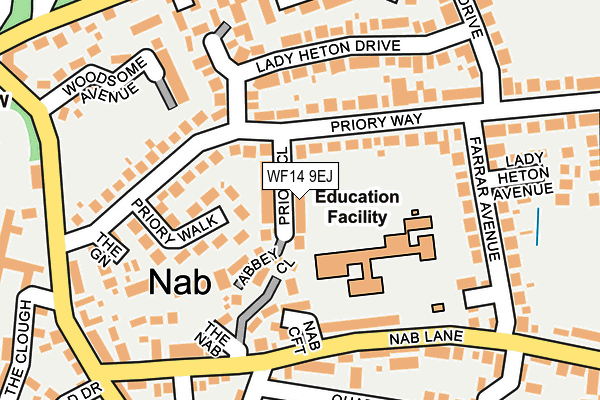 WF14 9EJ map - OS OpenMap – Local (Ordnance Survey)