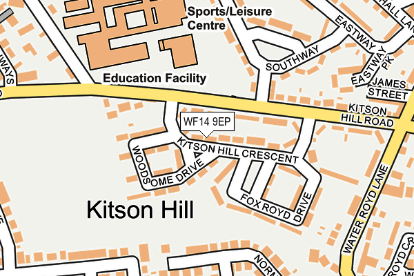 WF14 9EP map - OS OpenMap – Local (Ordnance Survey)