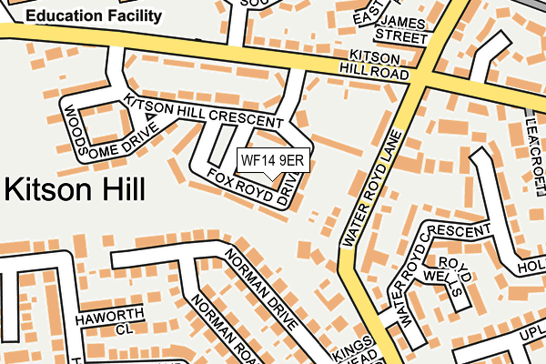 WF14 9ER map - OS OpenMap – Local (Ordnance Survey)