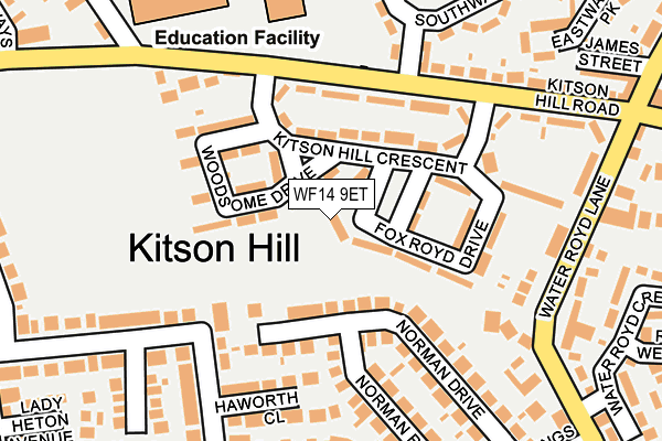 WF14 9ET map - OS OpenMap – Local (Ordnance Survey)