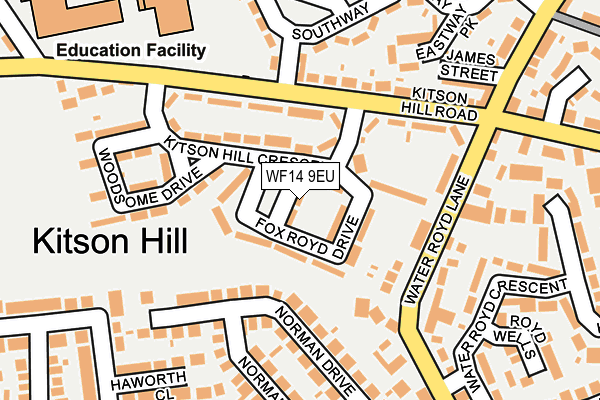 WF14 9EU map - OS OpenMap – Local (Ordnance Survey)