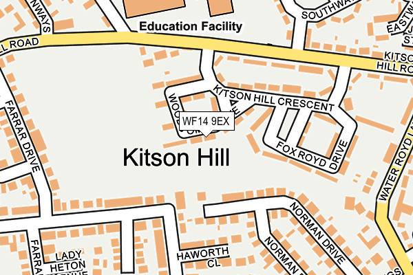 WF14 9EX map - OS OpenMap – Local (Ordnance Survey)