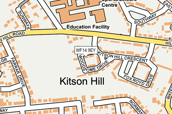 WF14 9EY map - OS OpenMap – Local (Ordnance Survey)