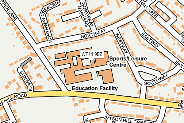 WF14 9EZ map - OS OpenMap – Local (Ordnance Survey)