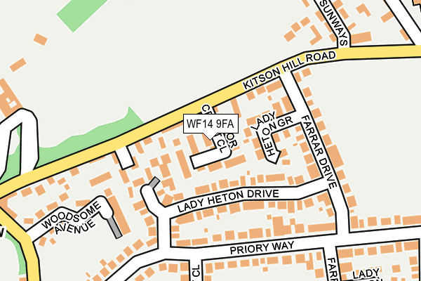 WF14 9FA map - OS OpenMap – Local (Ordnance Survey)