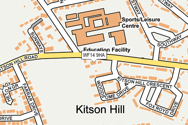 WF14 9HA map - OS OpenMap – Local (Ordnance Survey)