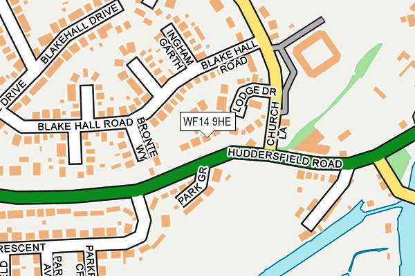 WF14 9HE map - OS OpenMap – Local (Ordnance Survey)