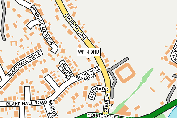 WF14 9HU map - OS OpenMap – Local (Ordnance Survey)