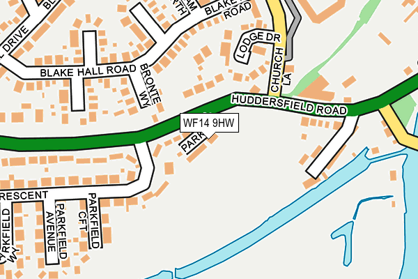 WF14 9HW map - OS OpenMap – Local (Ordnance Survey)