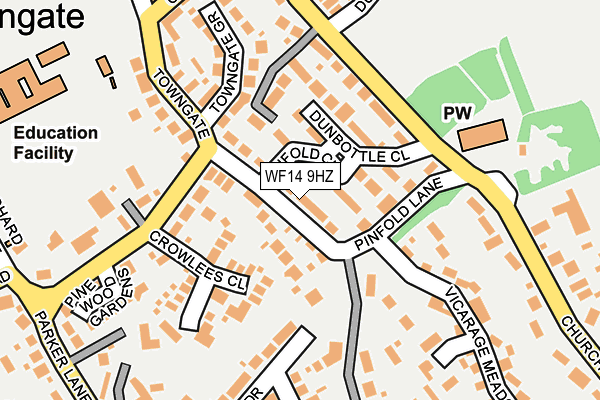 WF14 9HZ map - OS OpenMap – Local (Ordnance Survey)