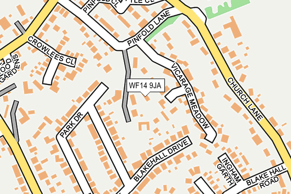 WF14 9JA map - OS OpenMap – Local (Ordnance Survey)