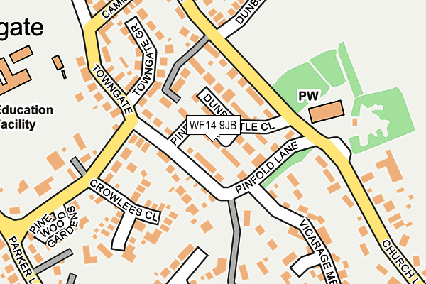 WF14 9JB map - OS OpenMap – Local (Ordnance Survey)