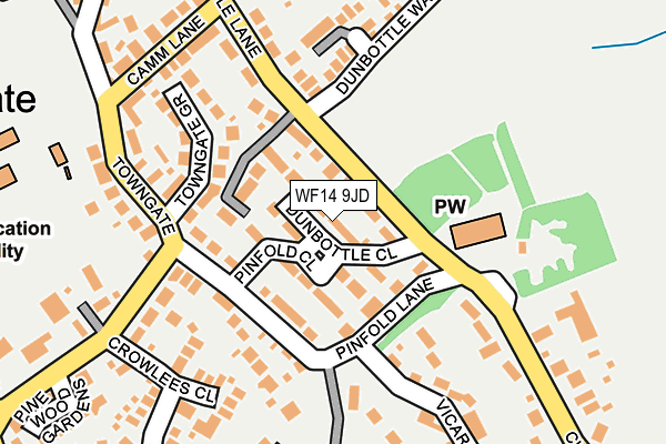 WF14 9JD map - OS OpenMap – Local (Ordnance Survey)
