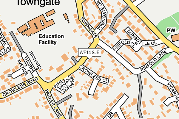 WF14 9JE map - OS OpenMap – Local (Ordnance Survey)