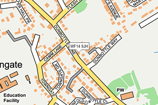 WF14 9JH map - OS OpenMap – Local (Ordnance Survey)