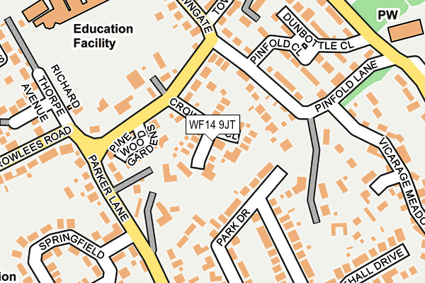 WF14 9JT map - OS OpenMap – Local (Ordnance Survey)