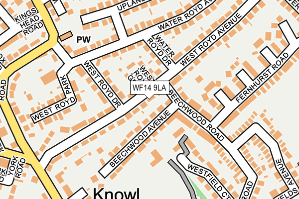 WF14 9LA map - OS OpenMap – Local (Ordnance Survey)
