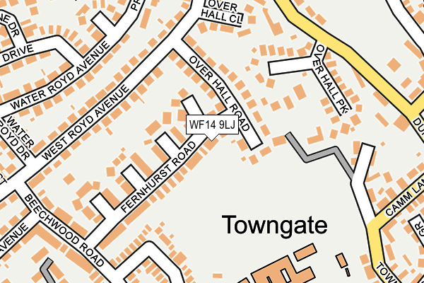 WF14 9LJ map - OS OpenMap – Local (Ordnance Survey)