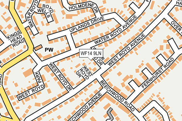 WF14 9LN map - OS OpenMap – Local (Ordnance Survey)